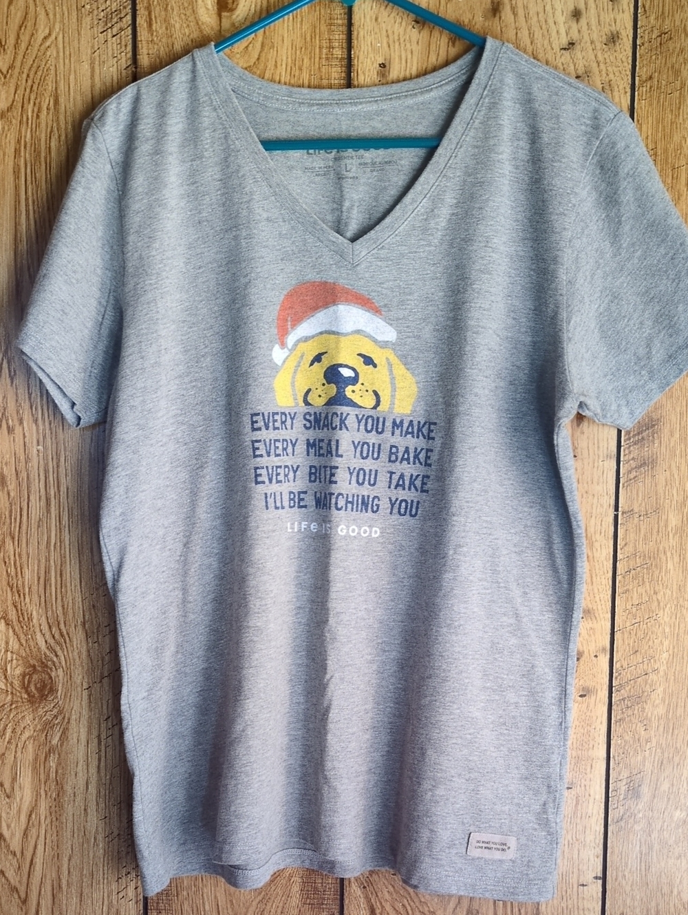 Life Is Good Golden Retriever Holiday Dog T-Shirt Every Snack Crusher Large